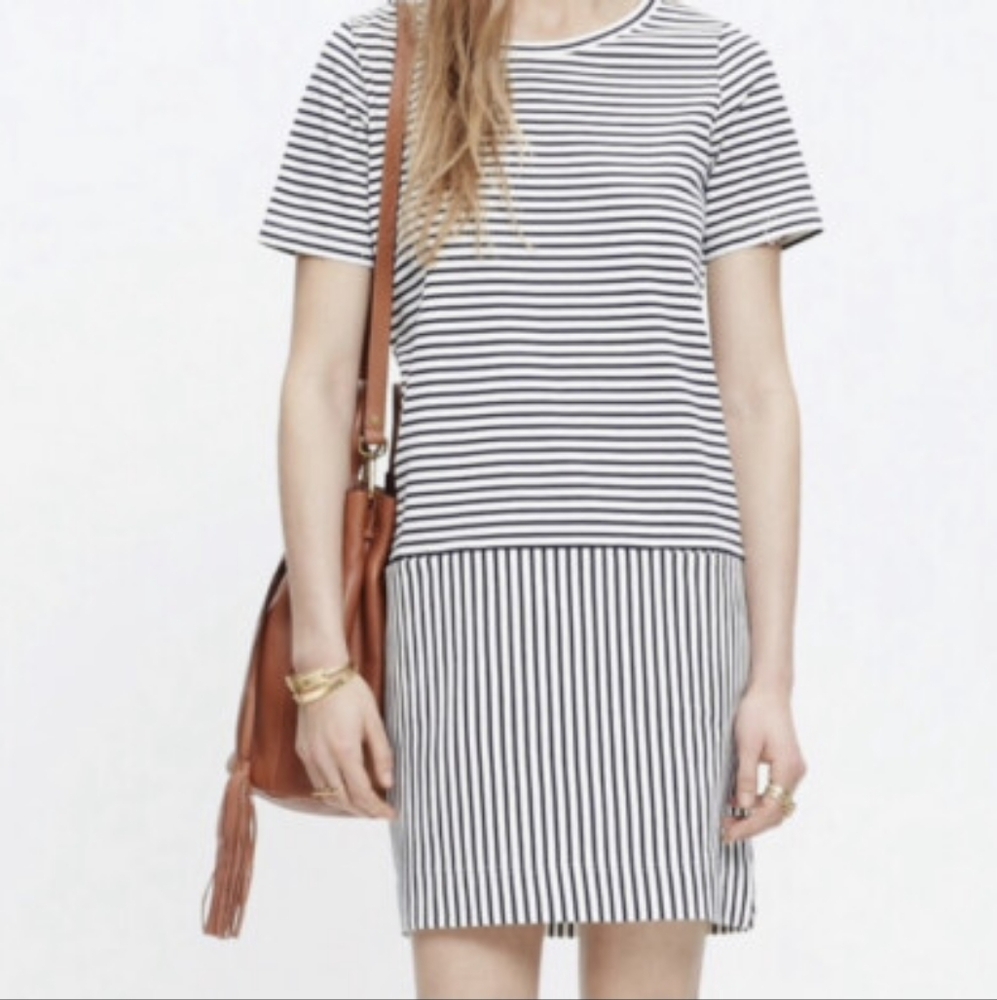 Madewell Stripe Dockside Shift T-shirt Shift Dress Size Small Nautical Preppy